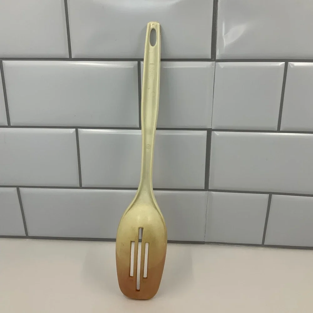 Vintage Foley Wheat Stalk Slotted Spoon Nylon Cream 11.5in